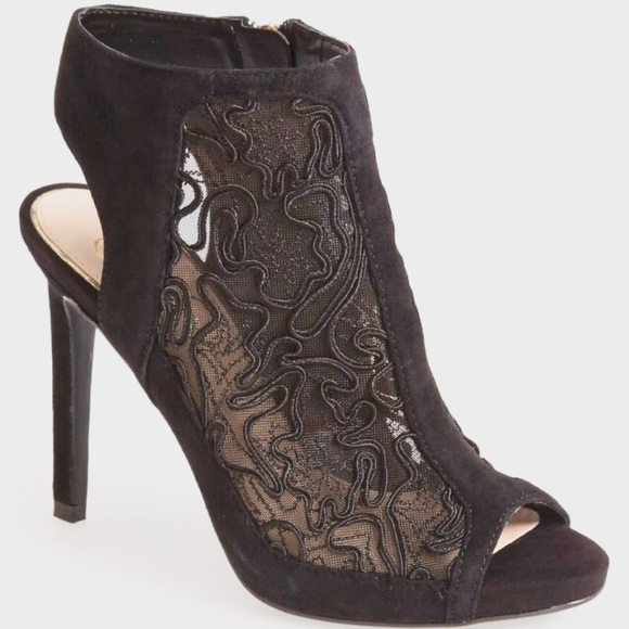 Jessica Simpson Shoes - JS black suede /lace peep toe stiletto heel bootie